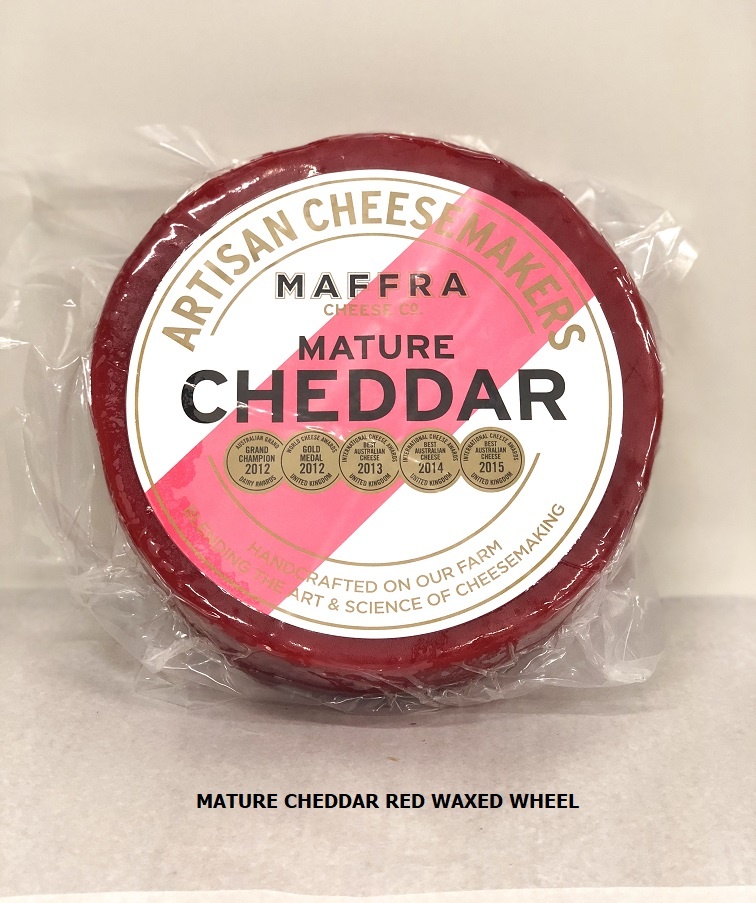MAF Mature Cheddar Wheel p/kg (av 2.8kg) - RED WAX