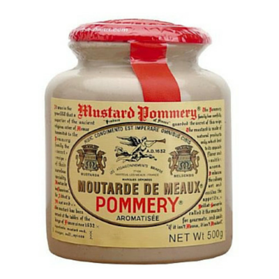 POM Mustard Coarse Grain Ceramic Pot 500g - RED LID