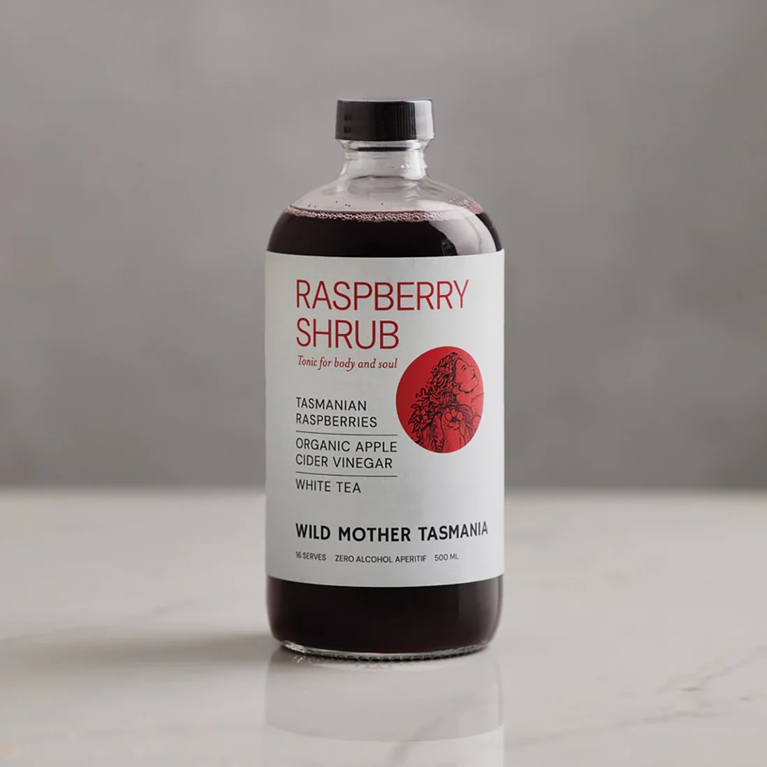 WM Raspberry White Tea Organic ACV Shrub 500mL
