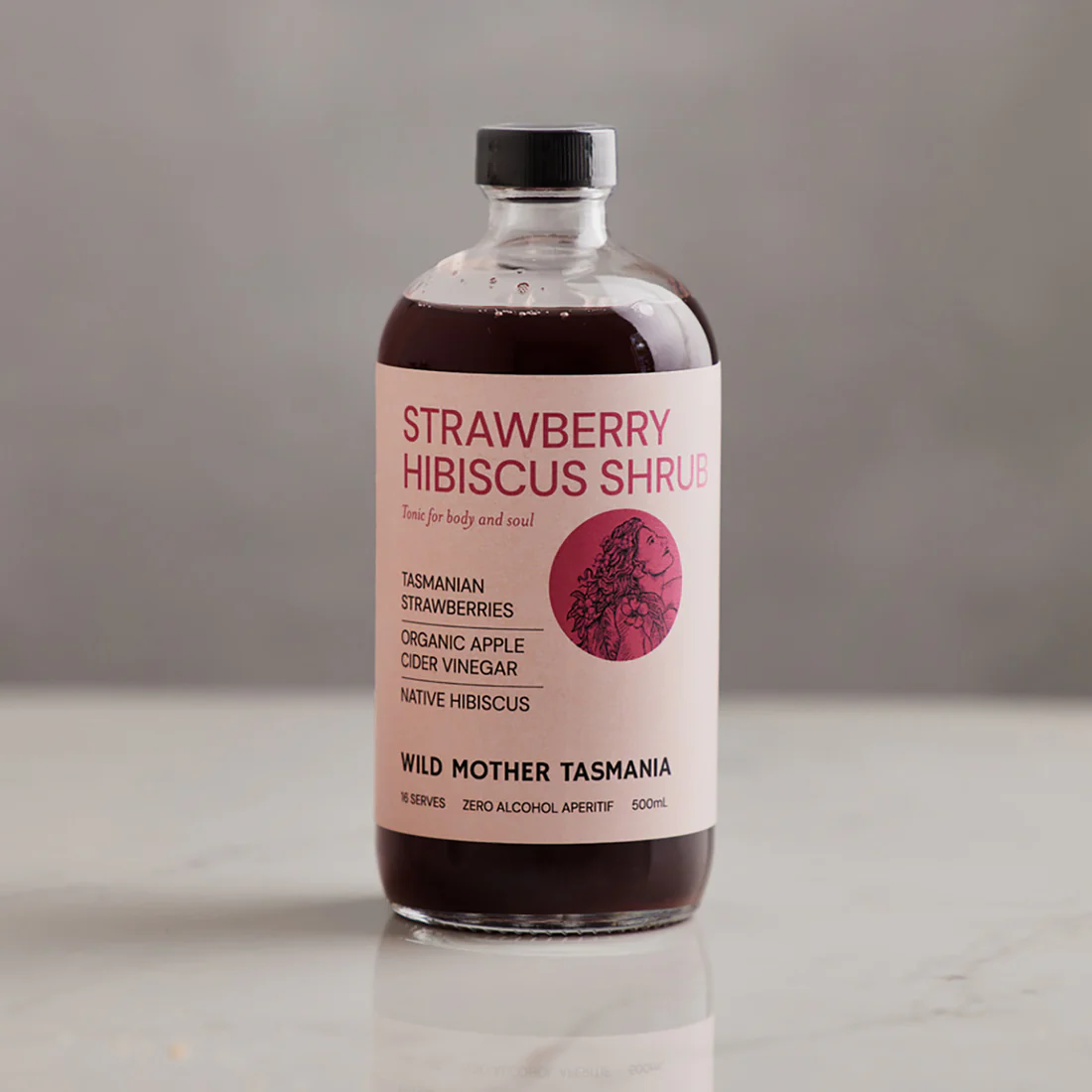 WM Strawberry Native Hibiscus ACV Shrub 500mL
